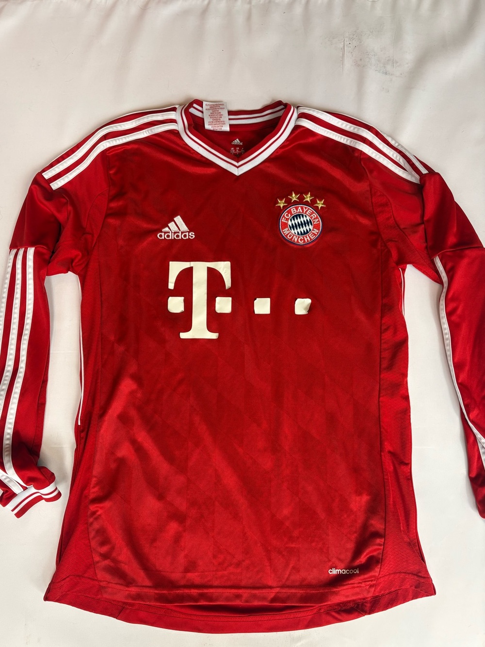 Men’s adidas Bayern Munich Red Long-Sleeve Jersey with White Accents